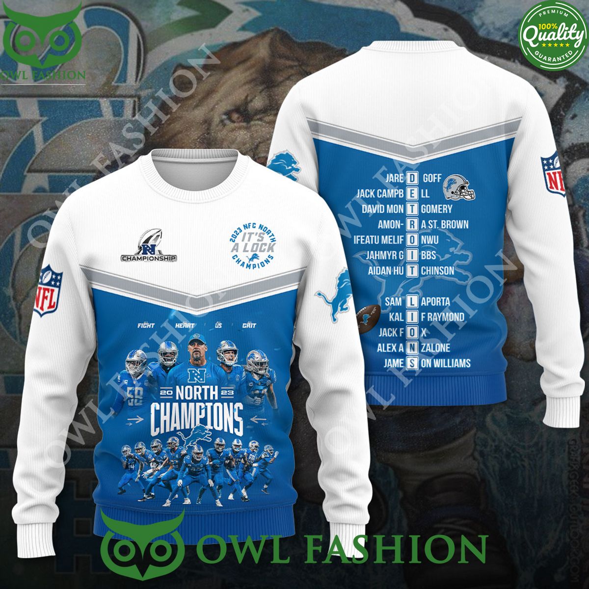 Detroit Lions North Champions 2023 Blue 3D Shirt
