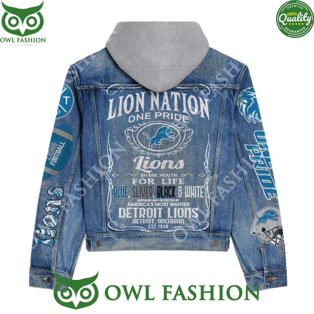 Detroit Lions One Pride Lion Nation For Life Denim Jacket
