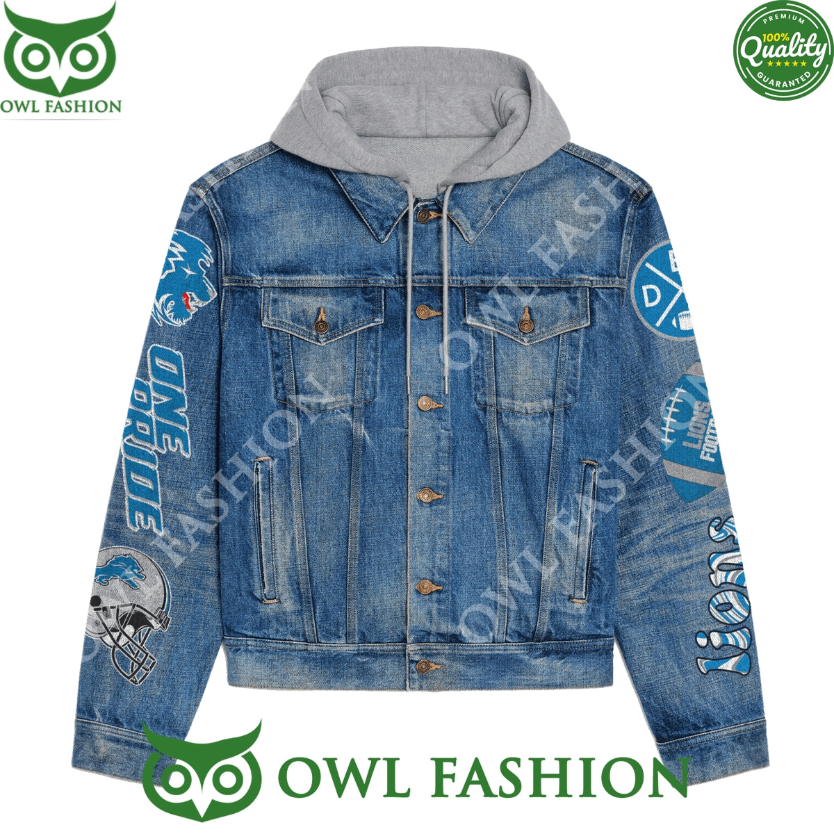 Detroit Lions One Pride Lion Nation For Life Denim Jacket