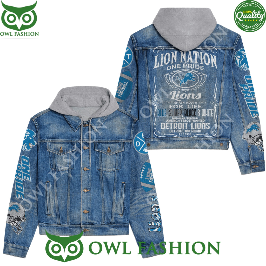 Detroit Lions One Pride Lion Nation For Life Denim Jacket