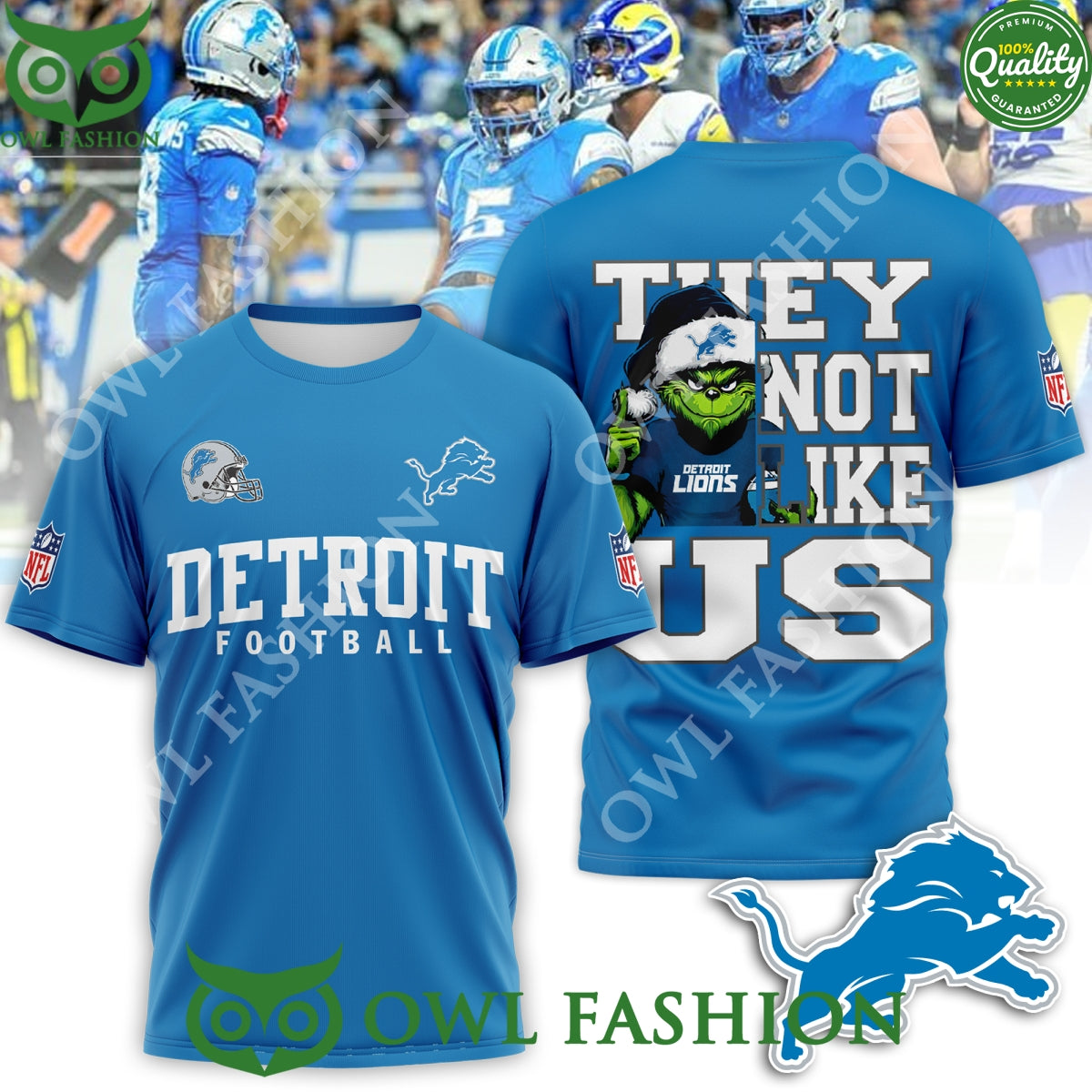 Detroit Lions They Not Like Us Football Blue t Shirt