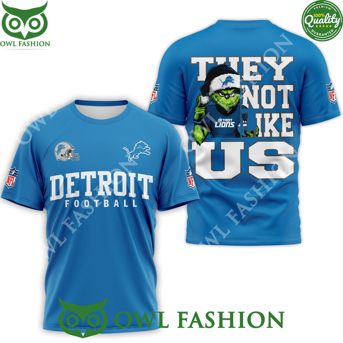 Detroit Lions They Not Like Us Football Blue t Shirt