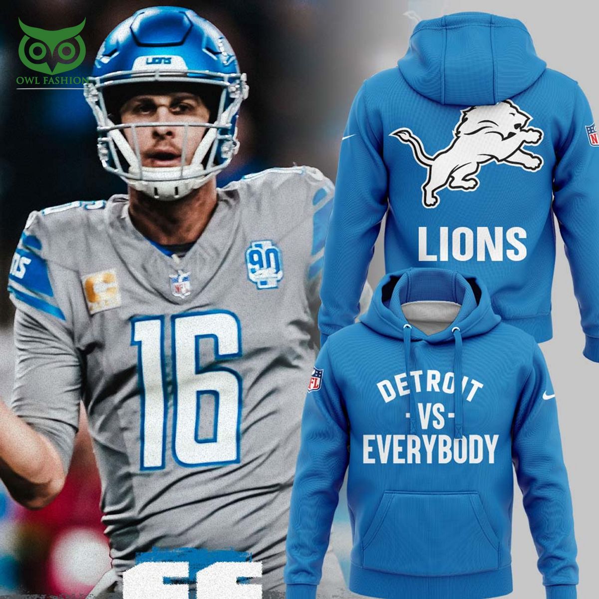 Detroit Lions Vs EveryBody Jared Goff dream big win Rams Hoodie