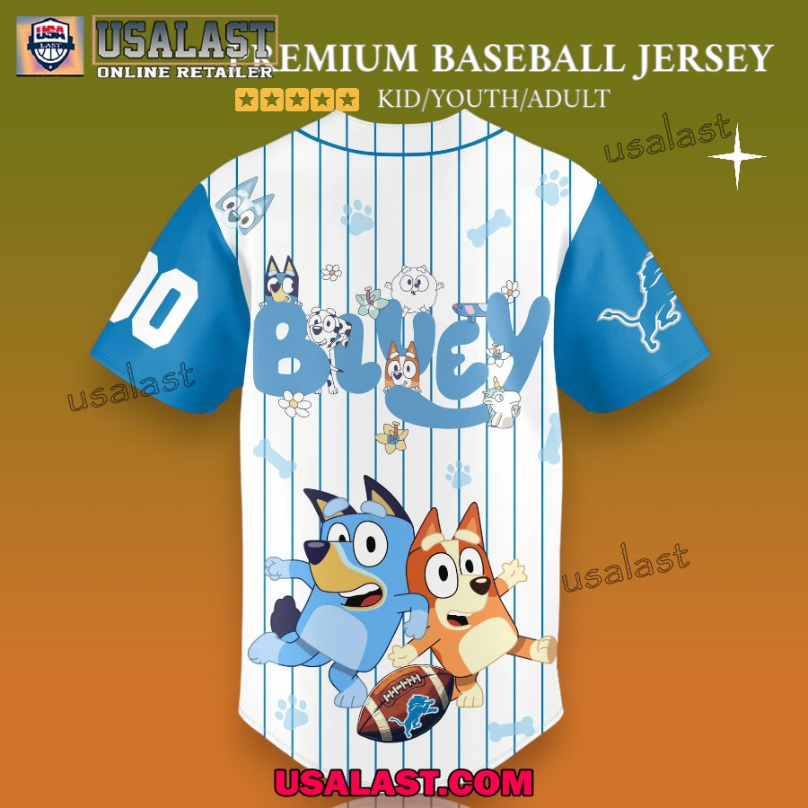Detroit Lions x Bluey Baseball Jersey For Adults And Kids