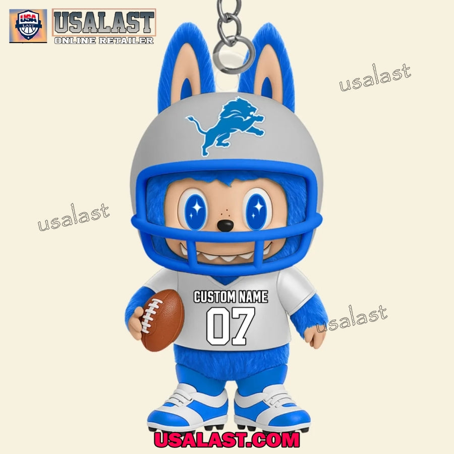 Detroit Lions x Labubu Monster Custom Acrylic Keychain, Decoration Ornament