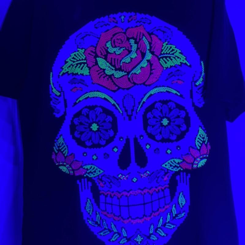 dia de muertos skull T-shirts Black Cotton Hoodie, Sweatshirt | RetroVerseTees.com