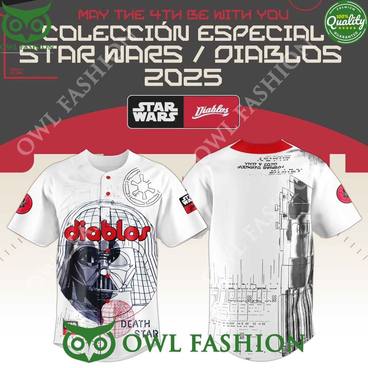 Diablos Rojos del México x Star War New Jersey Death star baseball jersey shirt