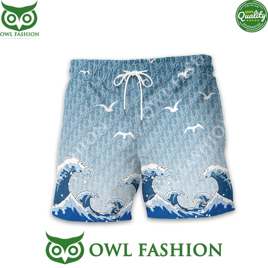 Dior The Sea Waves Luxury Summer 2024 hawaiian shirt and short track