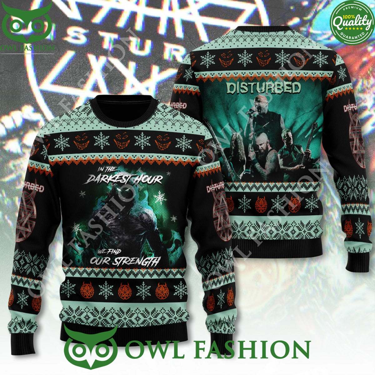 Disturbed Heavy Metal Band Quotes Christmas Ugly Sweater