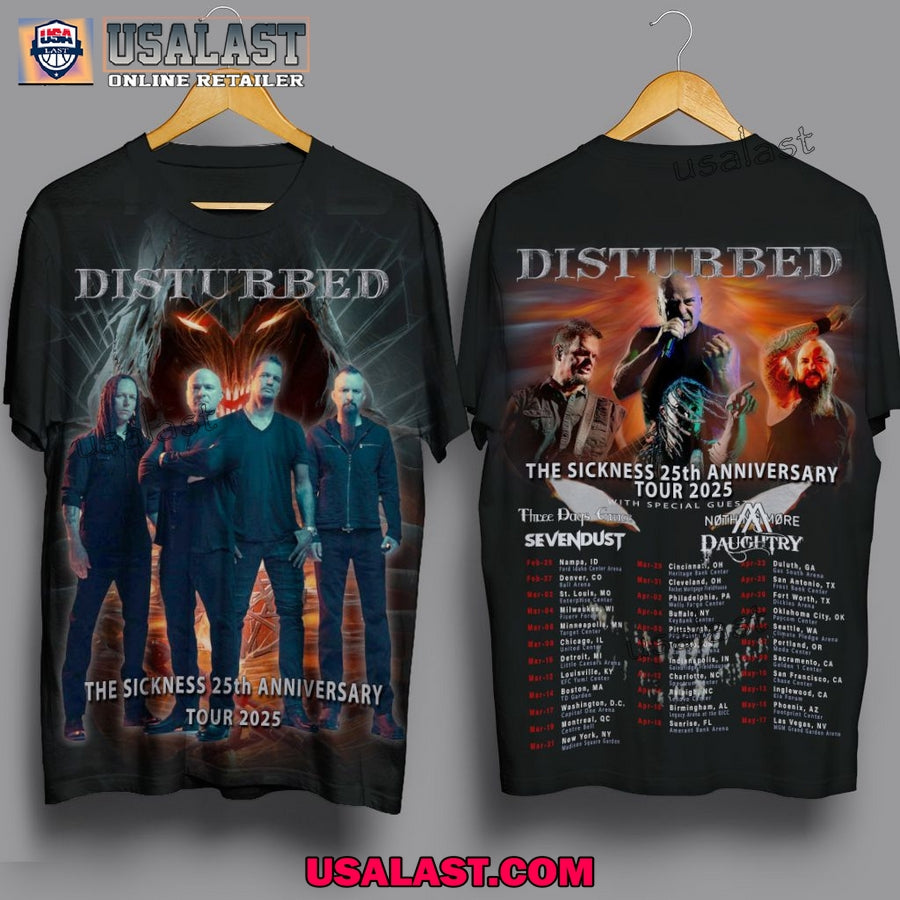 Disturbed The Sickness 25th Anniversary Tour 2025 Hoodie, T-Shirt