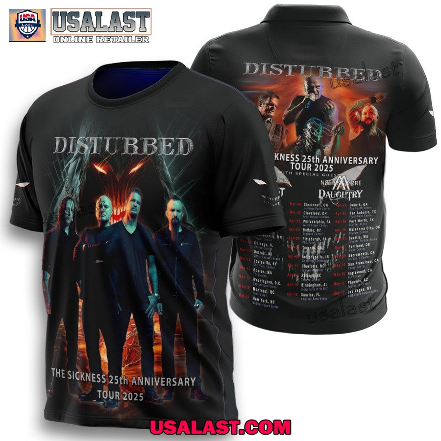 Disturbed The Sickness 25th Anniversary Tour 2025 Hoodie, T-Shirt