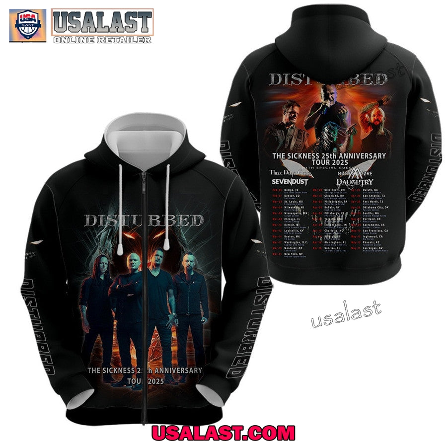 Disturbed The Sickness 25th Anniversary Tour 2025 Hoodie, T-Shirt