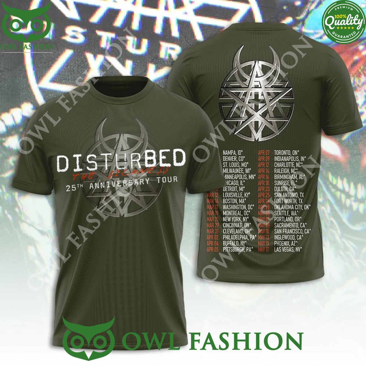 Disturbed The Sickness 25th Anniversary Tour 2025 t shirt
