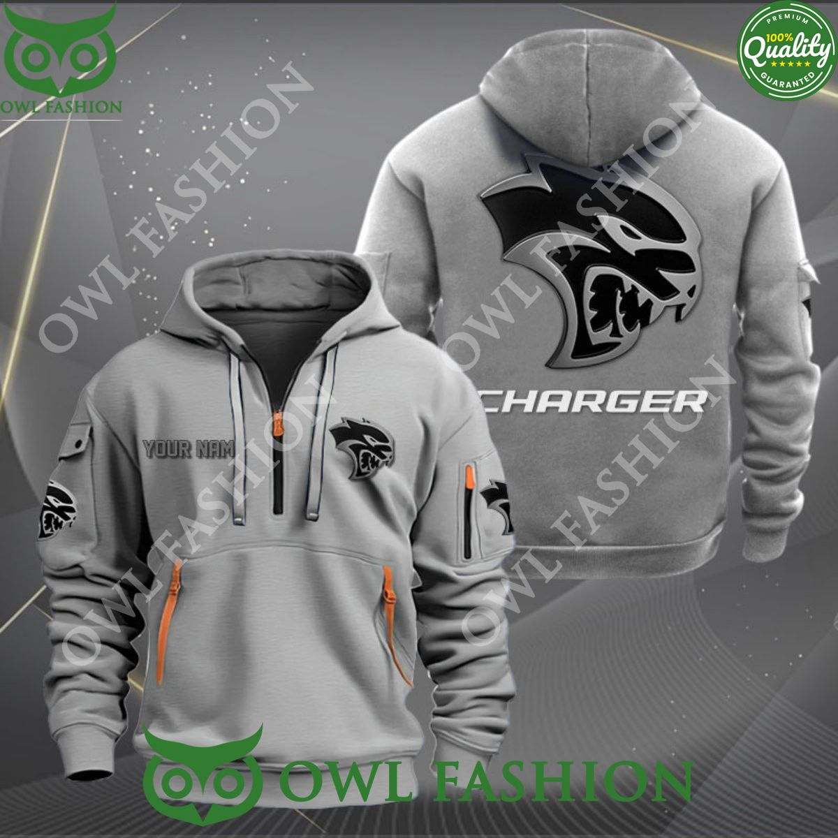 Dodge Charger Car Motor Luxury Customized 2d half zipper hoodie
