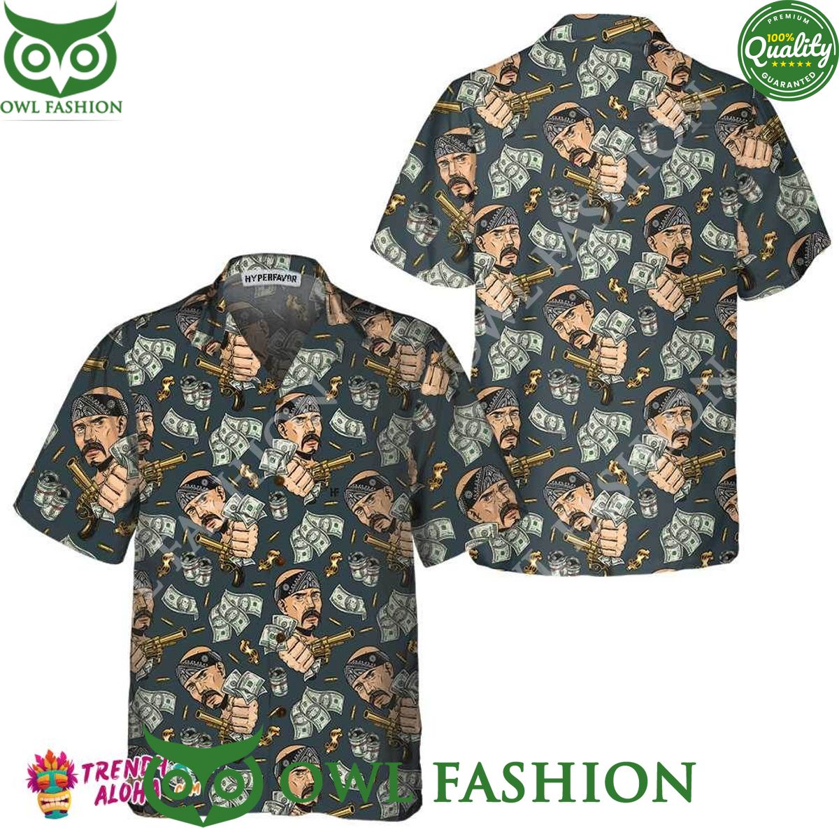 Dollar Bill Money and Gun Trending Summer Hawaiian Shirt
