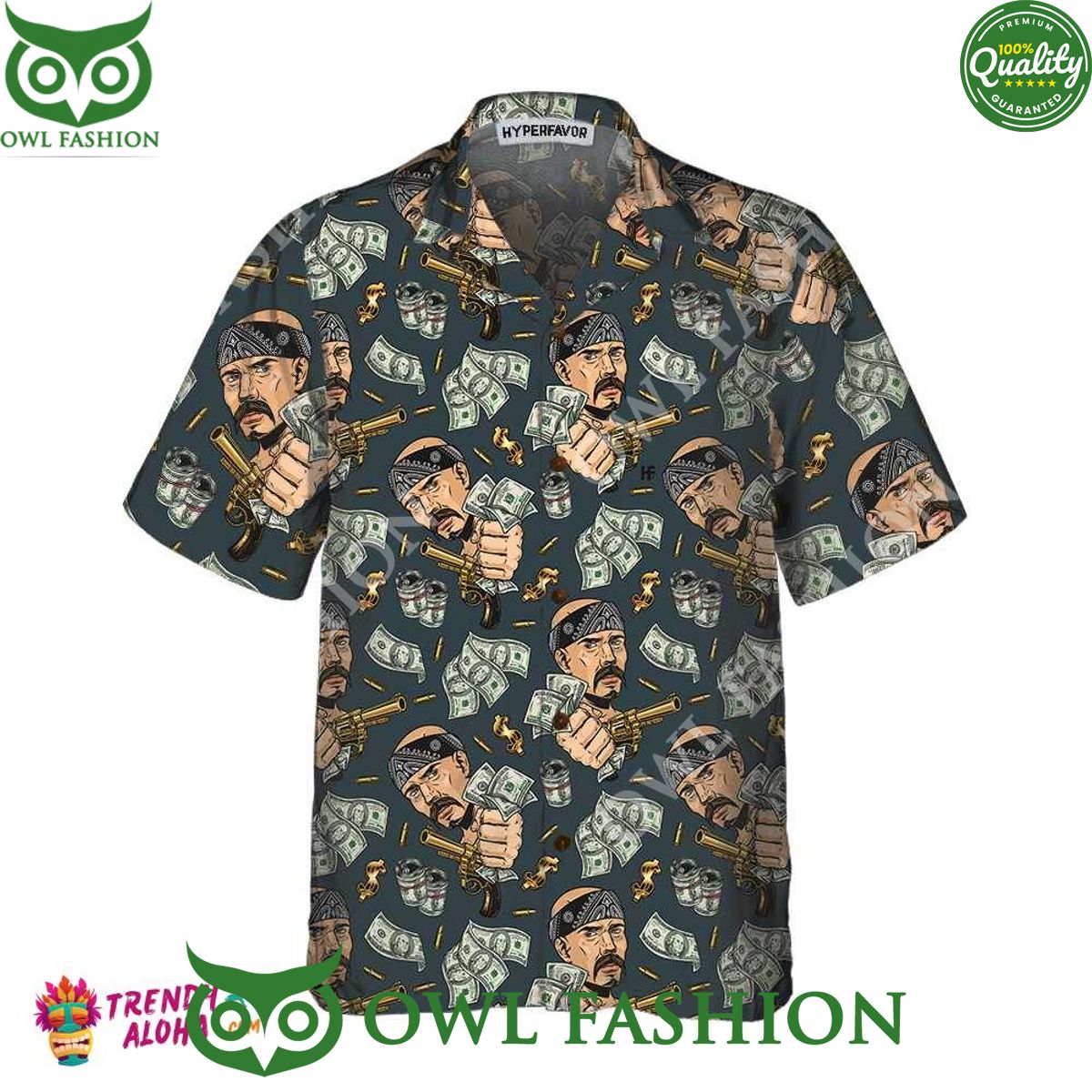 Dollar Bill Money and Gun Trending Summer Hawaiian Shirt