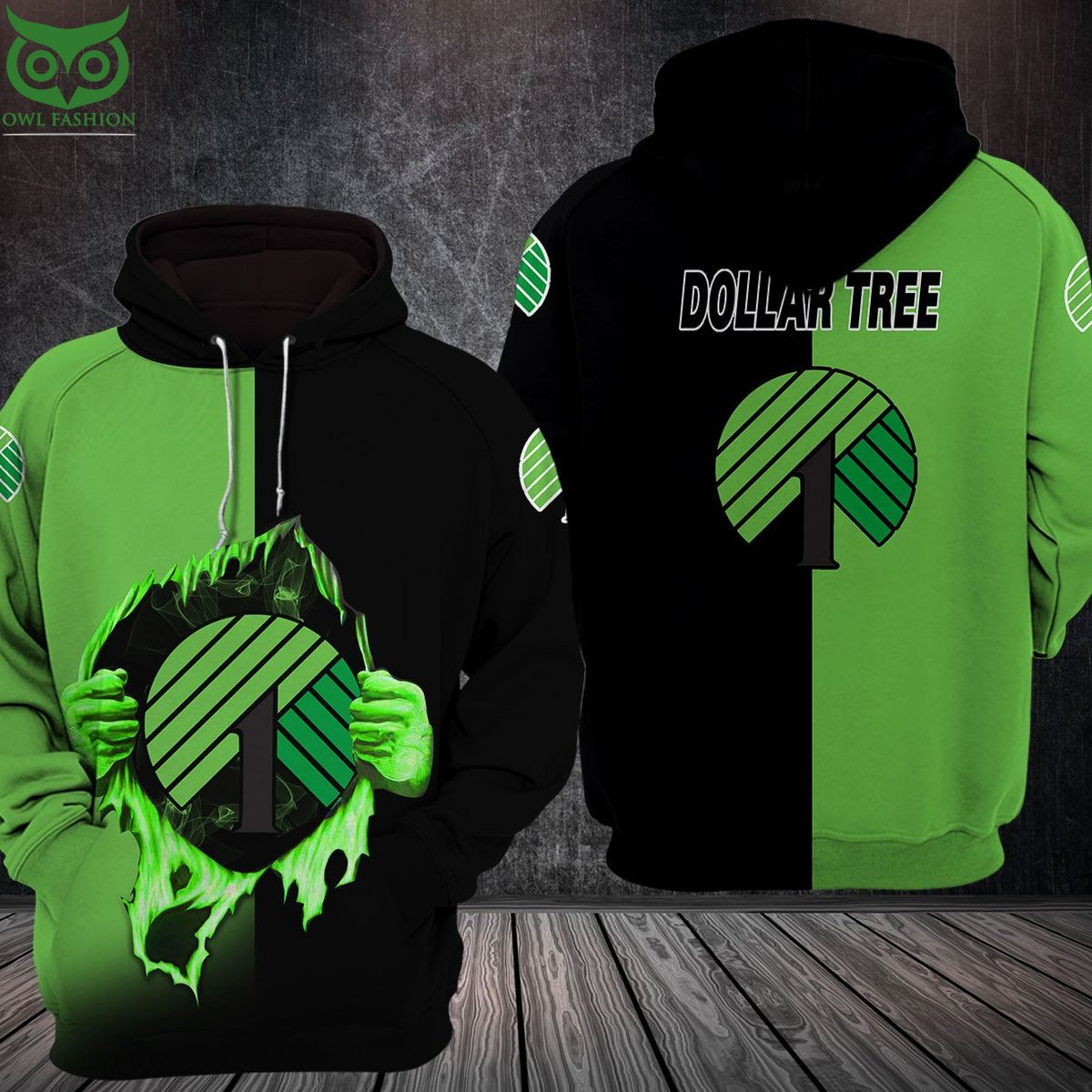 Dollar Tree Green Black 3D Shirt