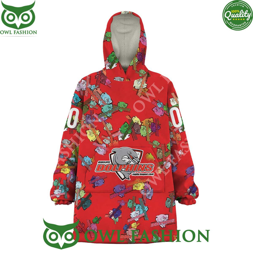 Dolphins Special Logos pattern NRL Custom fleece blanket hooodie