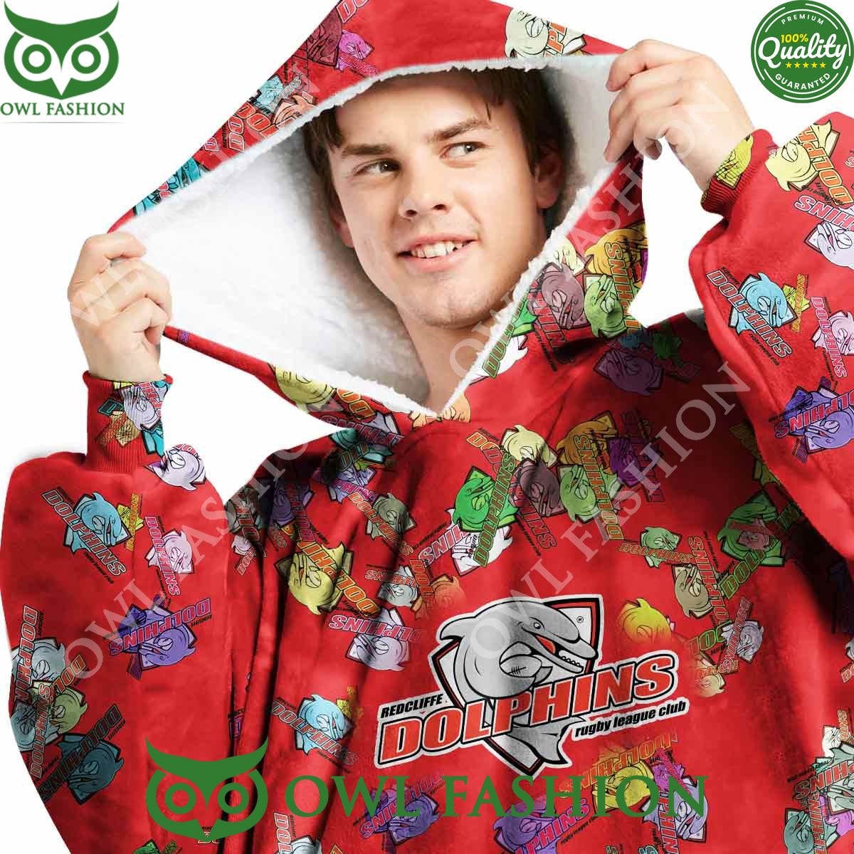 Dolphins Special Logos pattern NRL Custom fleece blanket hooodie