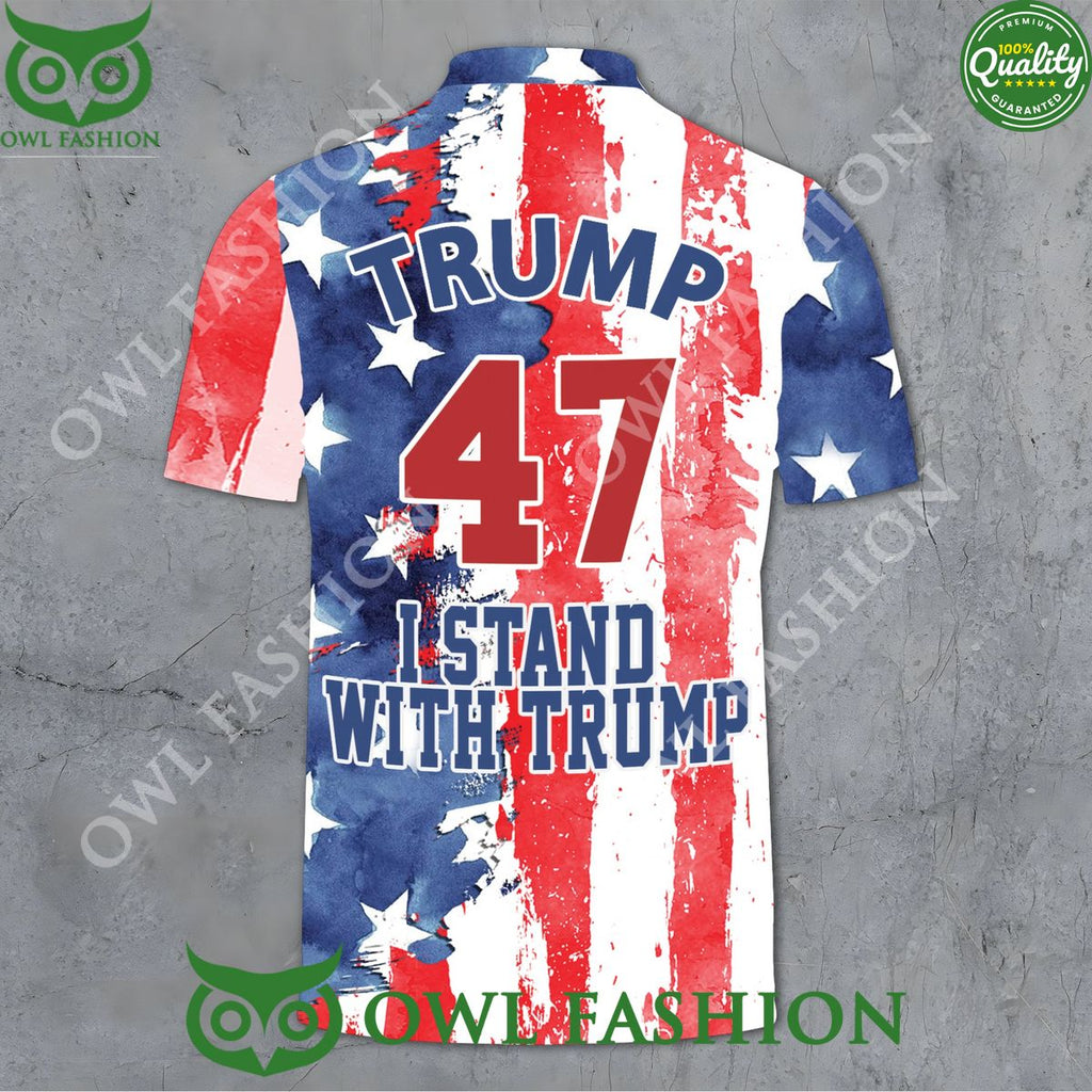Donald Trump 47 Pro Trump American Flag Polo Shirt