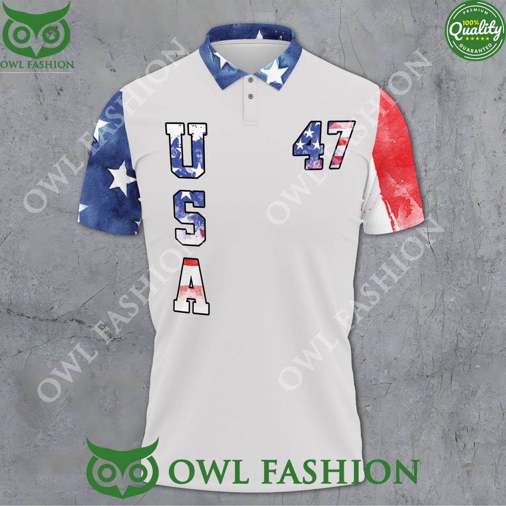 Donald Trump 47 Pro Trump American Flag Polo Shirt