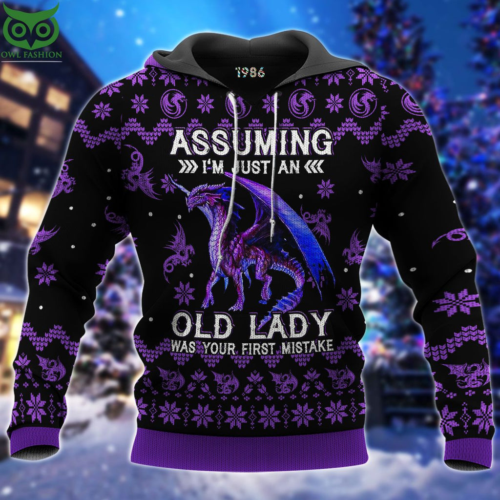 Dragon Old Lady 3D AOP Ugly Sweater Jumper