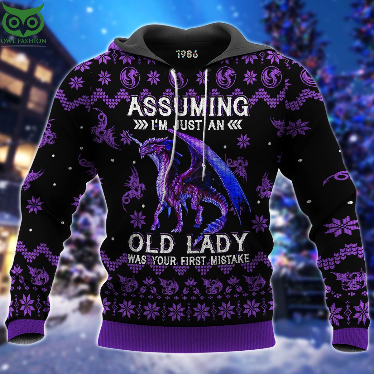 Dragon Old Lady 3D AOP Ugly Sweater Jumper