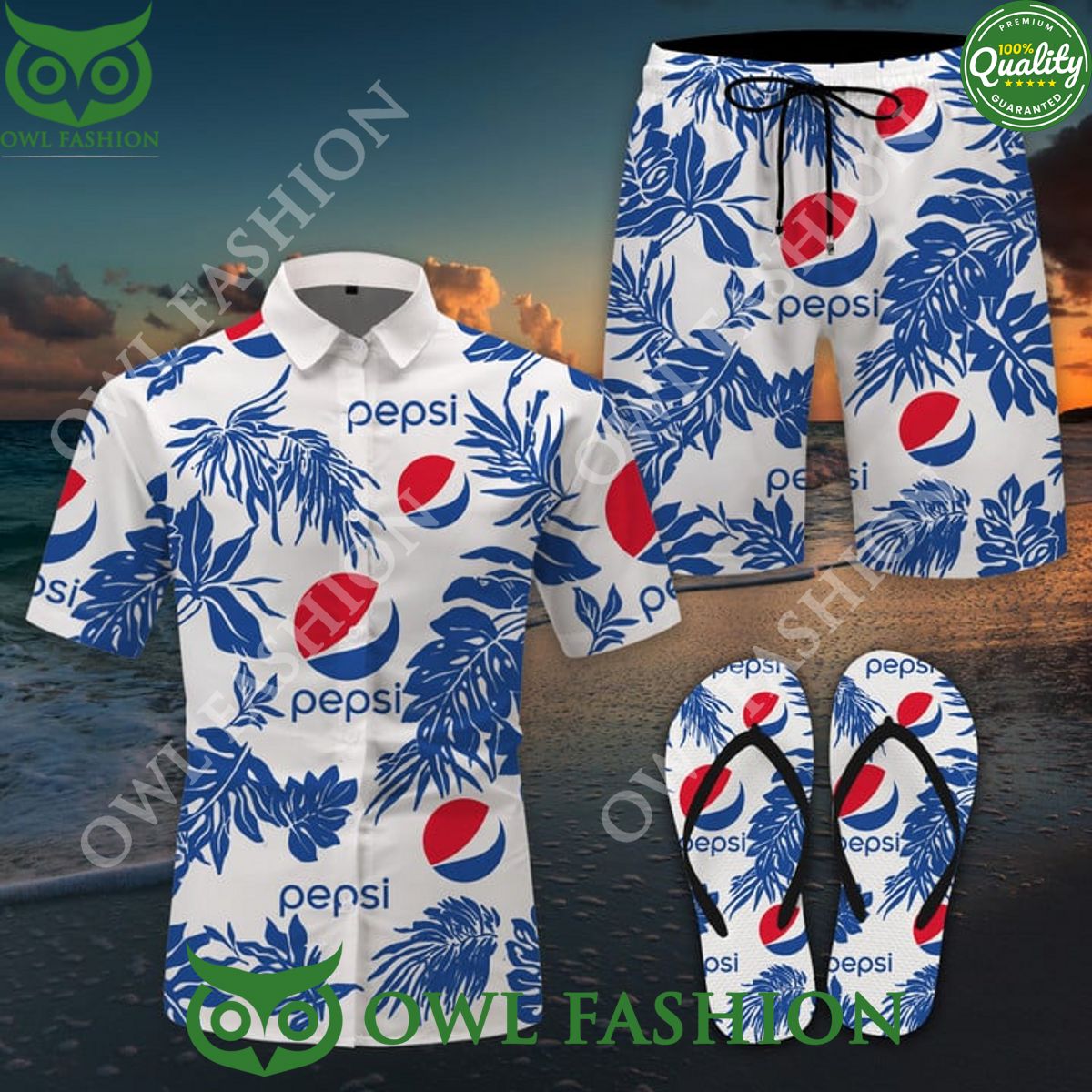 DRINK PEPSI FLIP FLOPS AND COMBO HAWAII SHIRT SHORT