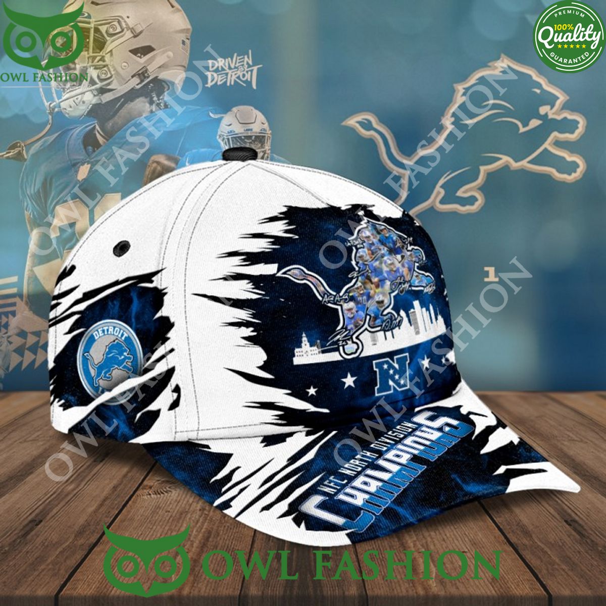 Driven by Detroit Lions NFC North Division Champions Pro bowlers classic printed cap