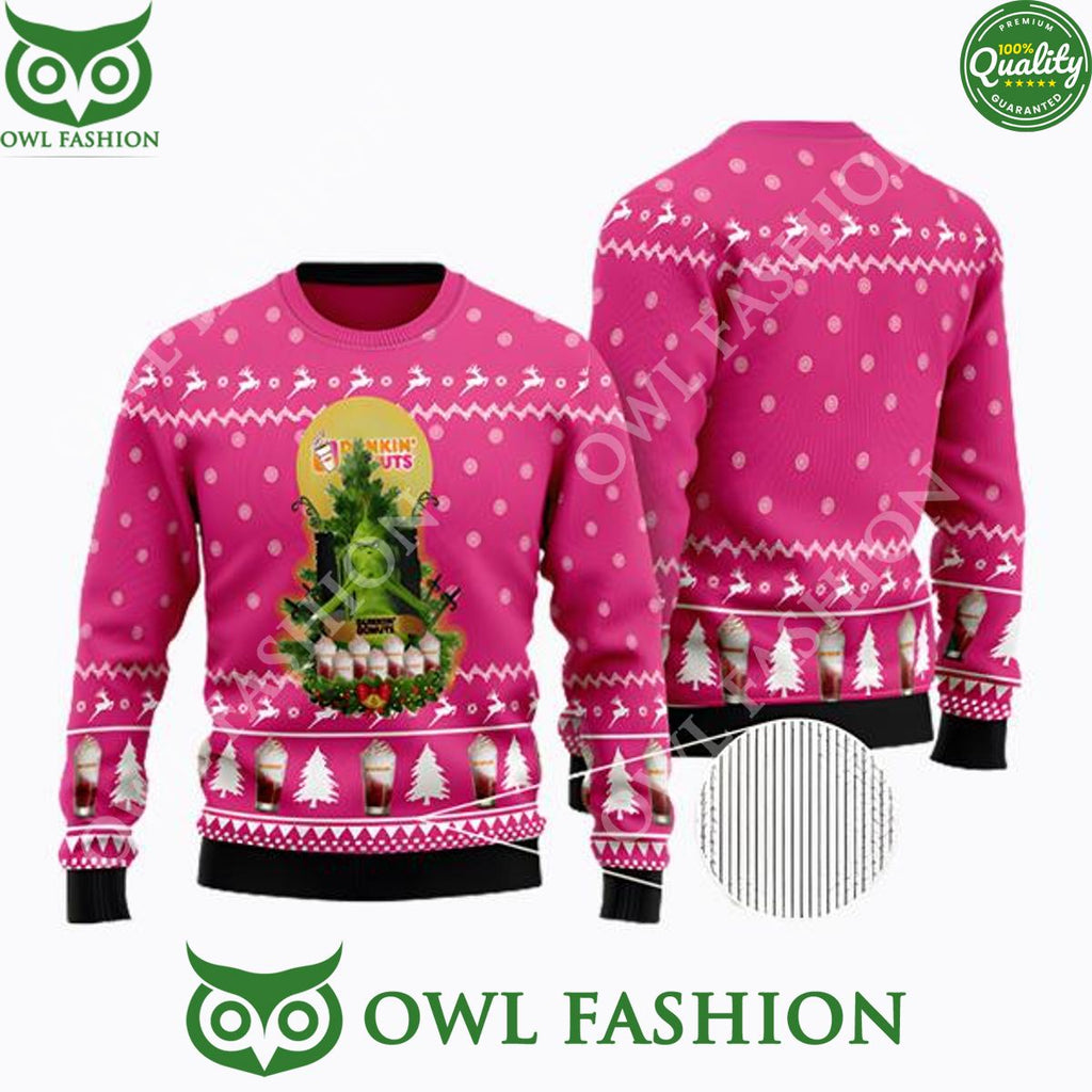 Dunkin Donuts Grinch Snow Ugly Christmas Sweater Jumper