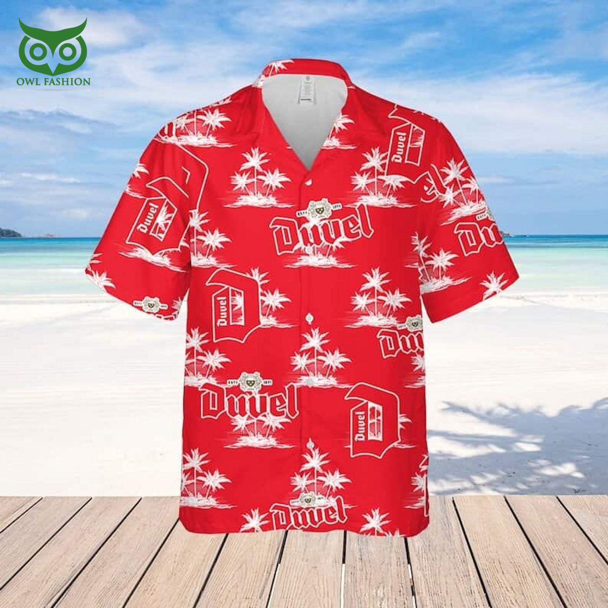 Duvel Beer Hawaiian Shirt Coconut Island Pattern