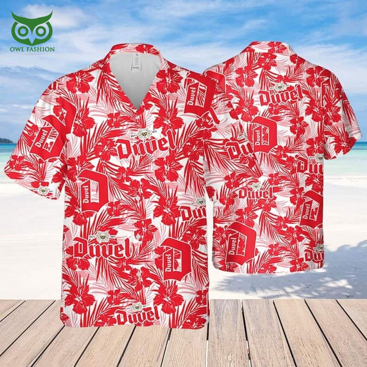 Duvel Beer Hawaiian Shirt Tropical Flower Pattern