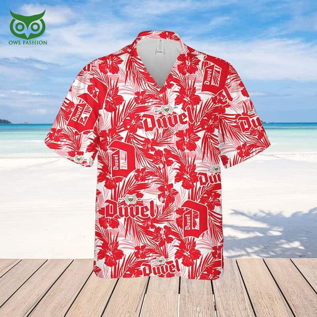 Duvel Beer Hawaiian Shirt Tropical Flower Pattern