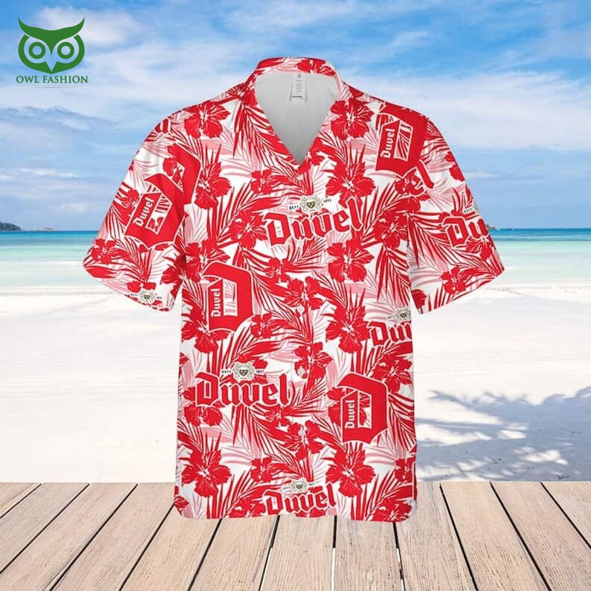 Duvel Beer Hawaiian Shirt Tropical Flower Pattern