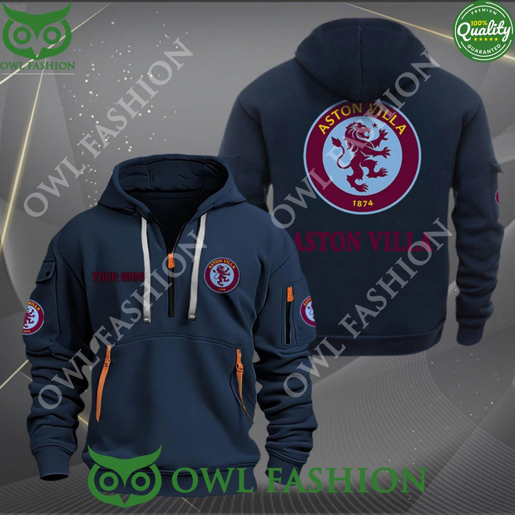 Aston Villa Football Team Customized Premier League Zip Hoodie