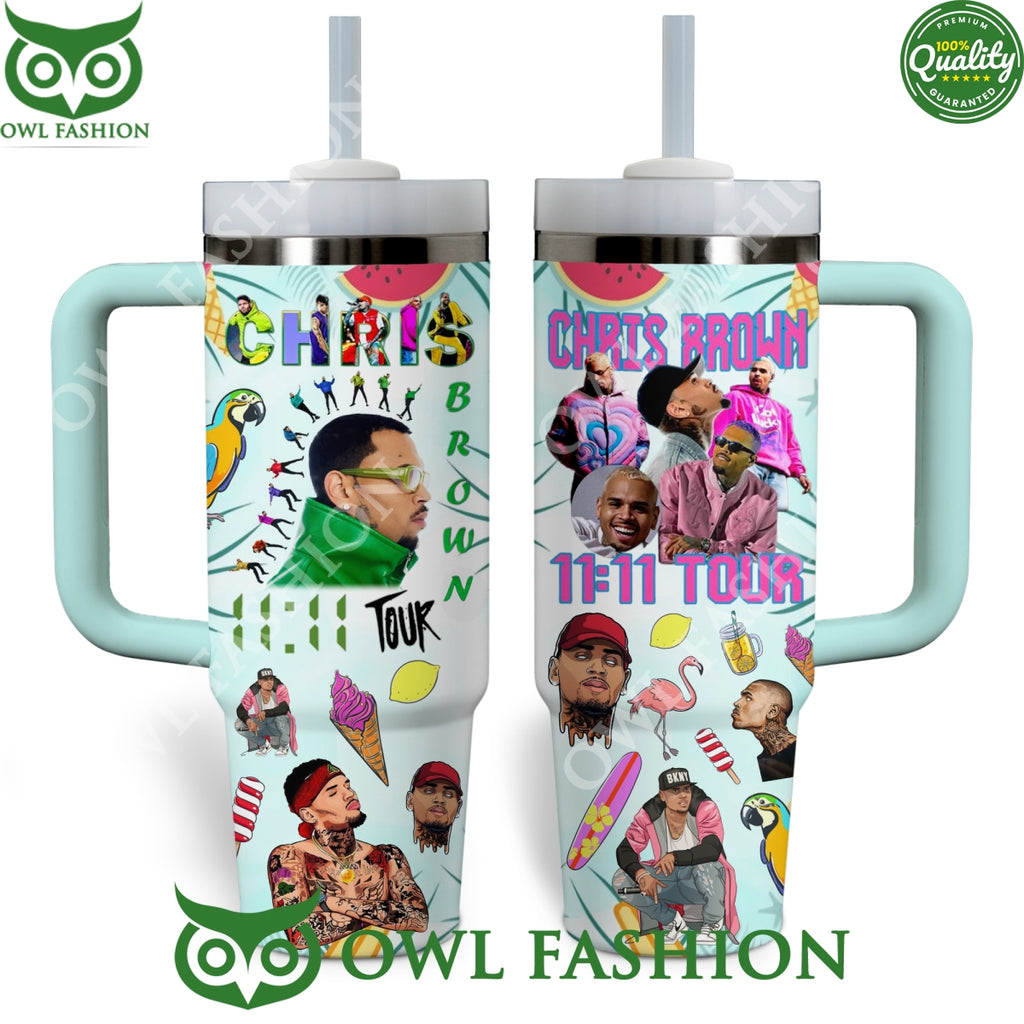 Chris Brown American Singer 11:11 Tour Tumbler Cup