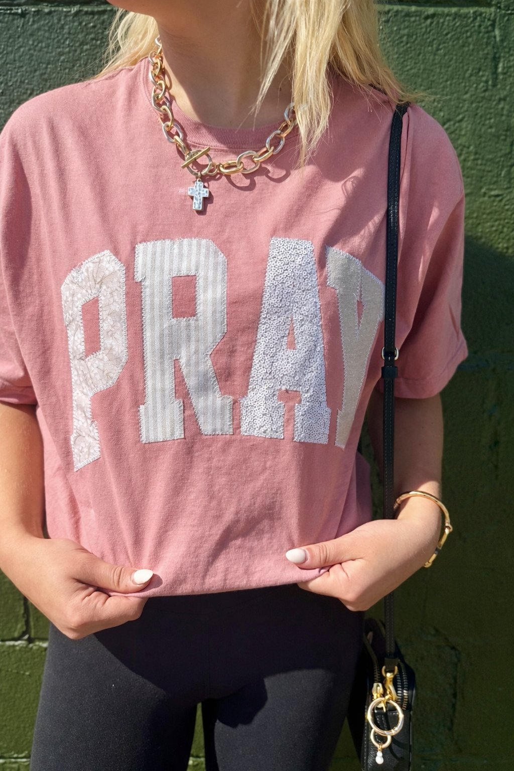 Light Mauve Pray Christian Faith Short Sleeve T