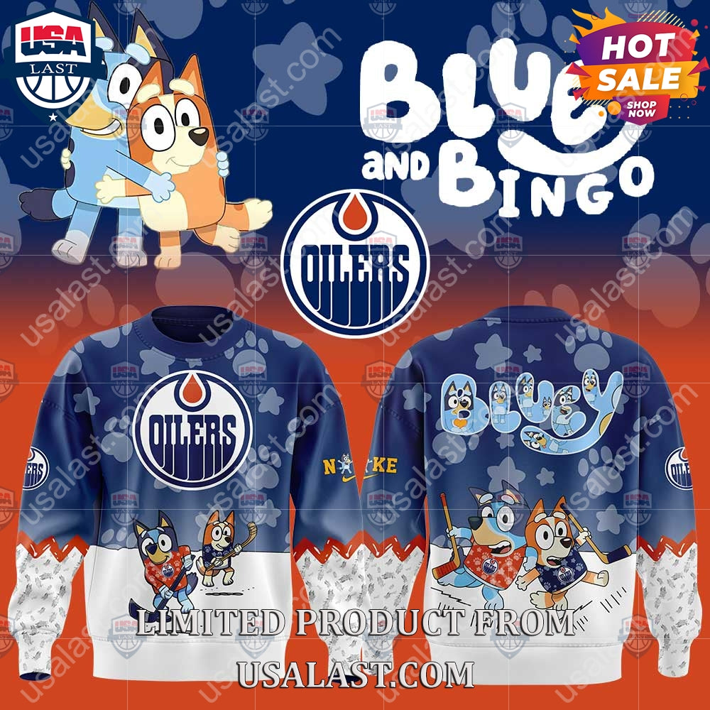 Edmonton Oilers NHL Bluey and Bingo Hoodie