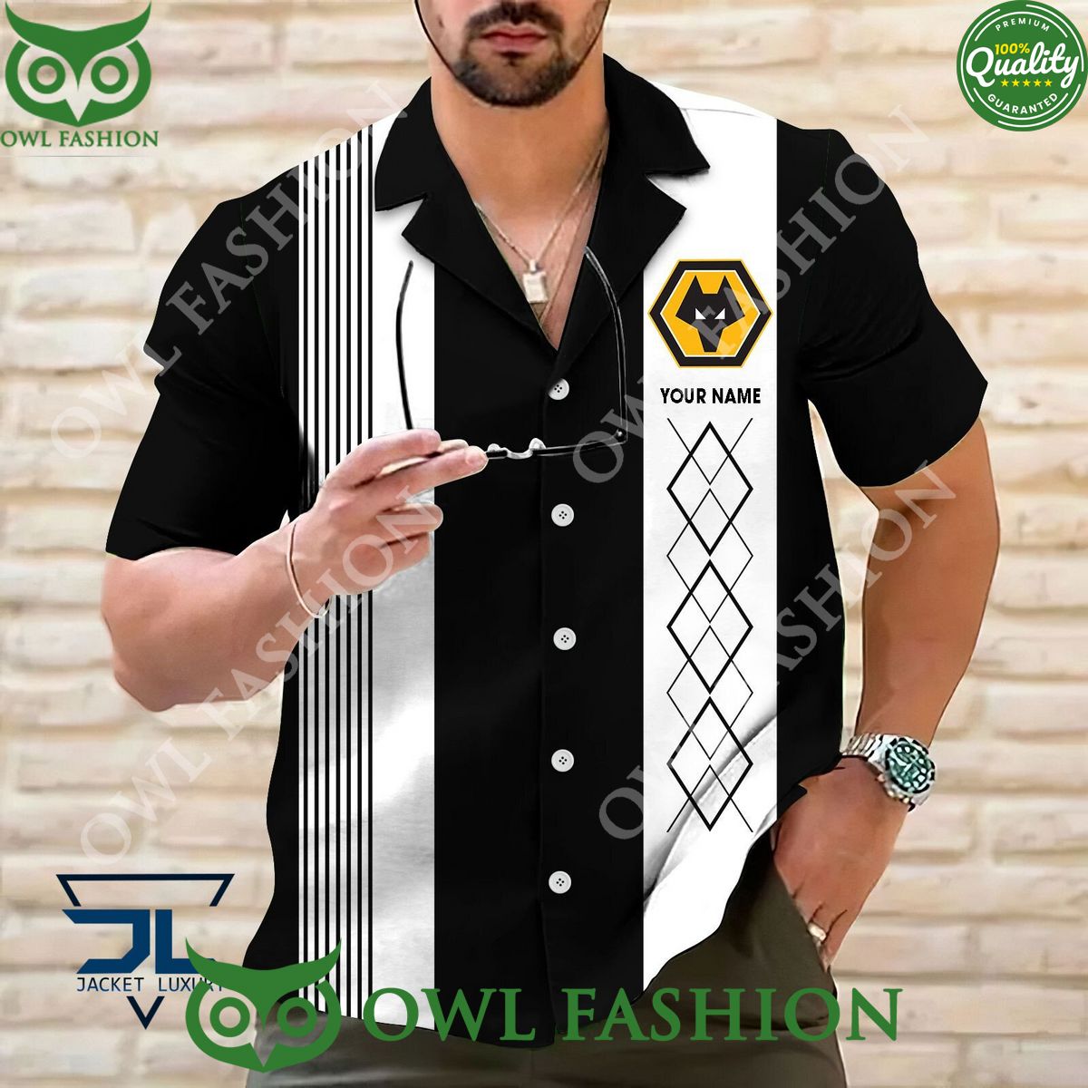 EFL Wolverhampton Wanderers F.C Customized Striped Hawaiian Shirt