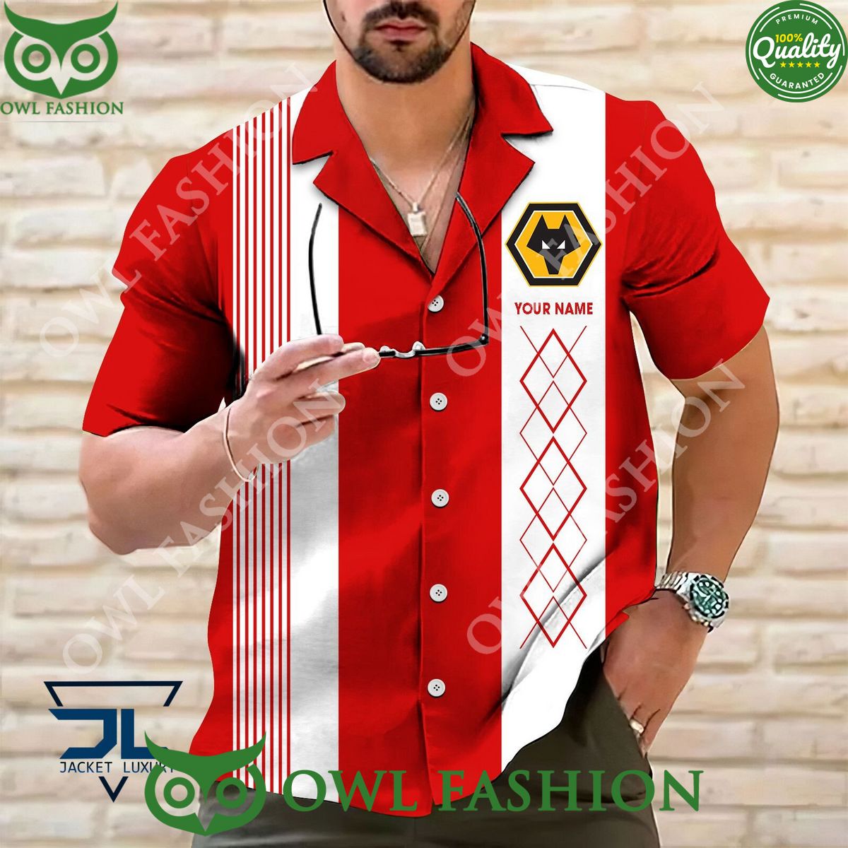 EFL Wolverhampton Wanderers F.C Customized Striped Hawaiian Shirt