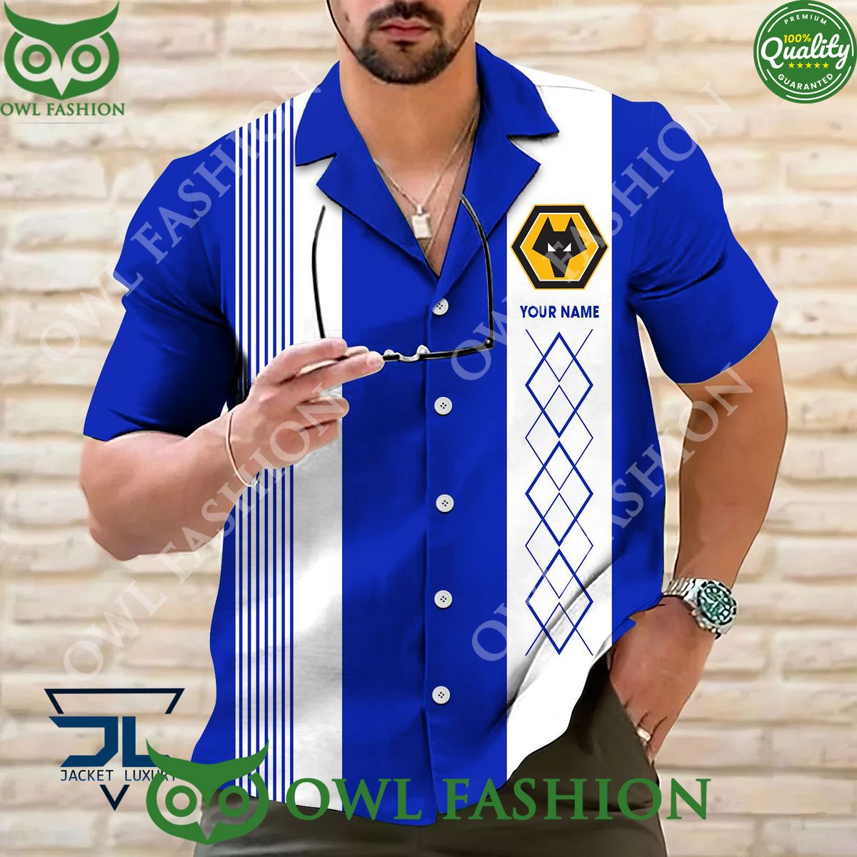 EFL Wolverhampton Wanderers F.C Customized Striped Hawaiian Shirt