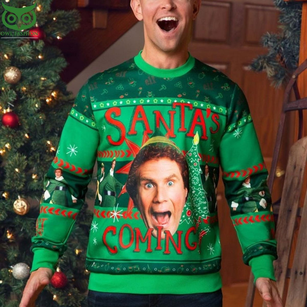 Elf Santa’s Coming Santa Is Ugly Christmas Sweater Gifts