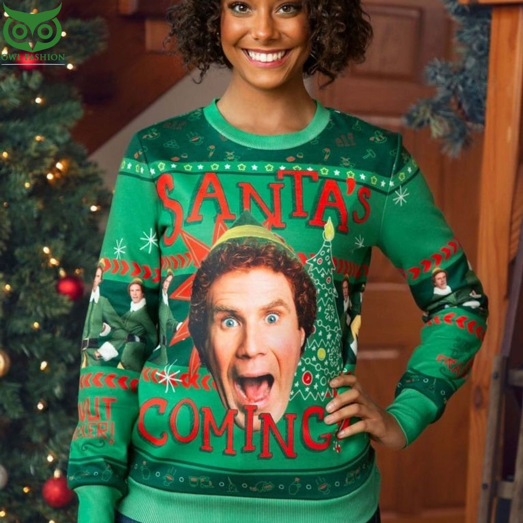 Elf Santa’s Coming Santa Is Ugly Christmas Sweater Gifts