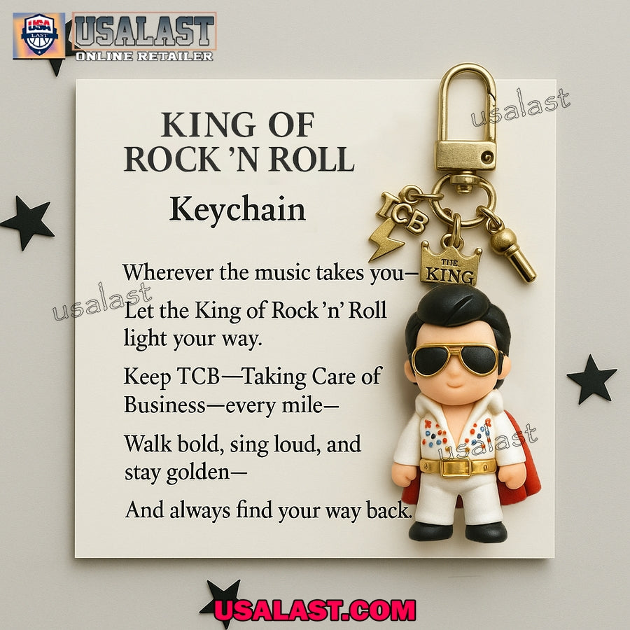 Elvis Presley King of Rock N Roll Keychain