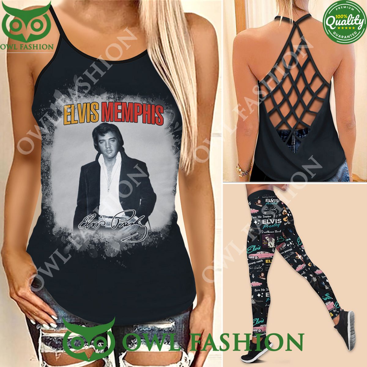 Elvis Presley Memphis Albums Limited Criss Cross Leggings