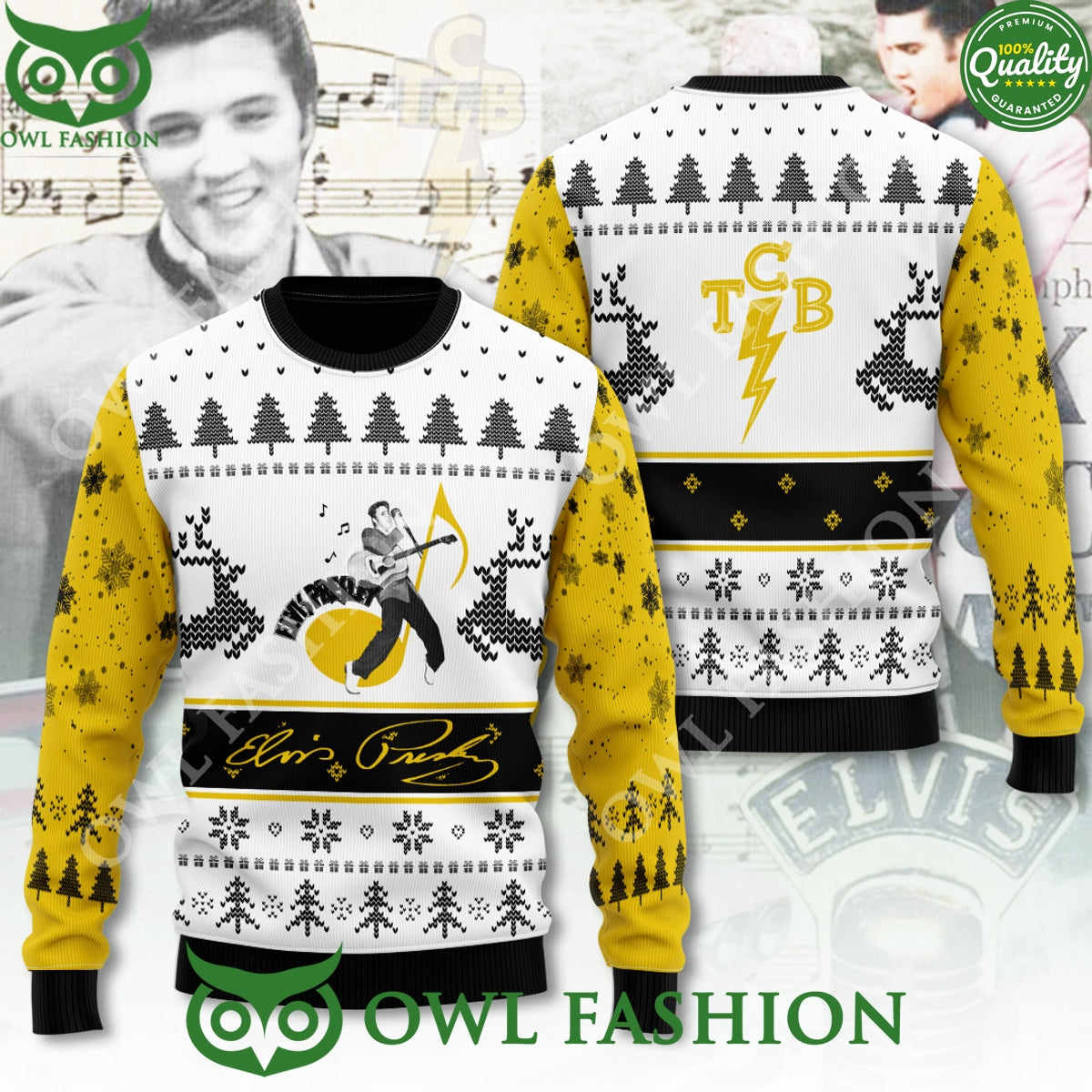 EP TCB Elvis Presley King of music Music 3D Ugly Sweater