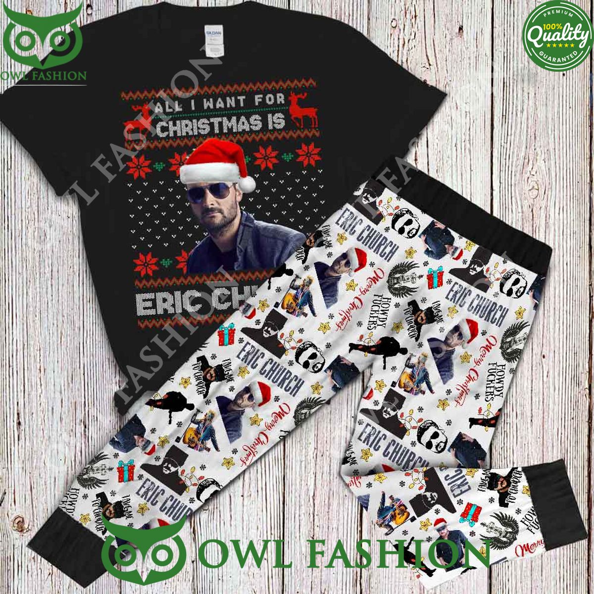 Eric Church All I Want For Christmas Pajamas Set