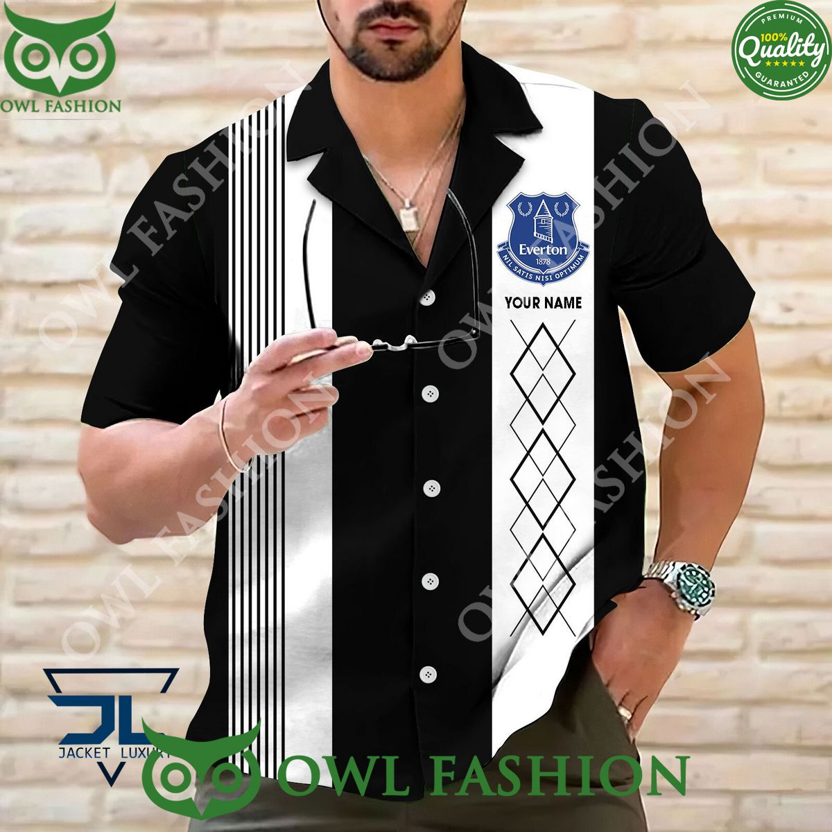 Everton F.C Premier League Custom Stripe Lines Hawaiian Shirt
