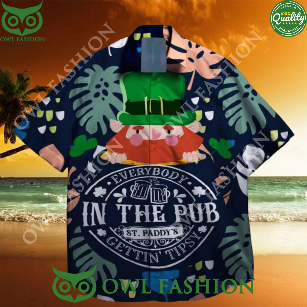 Everybody in the beer pub gettins tipsy st patrick day hawaiian shirt