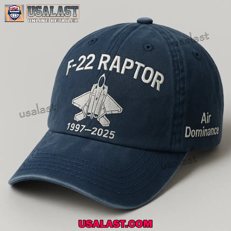 F-22 Raptor Air Dominance Tribute Retro Washed Cap